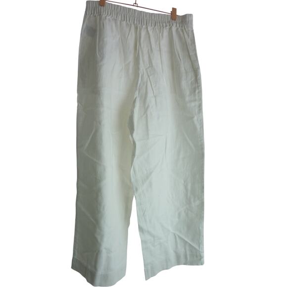 NWT Madewell Pull On Straight Crop Linen Blend White Pants 8 - Picture 3 of 6